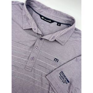 Travis Mathew Shirt Mens XL Purple W/Stripes Polo Short Sleeve Pima Cotton Blend